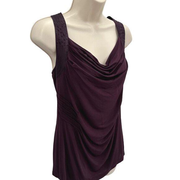 Guess Womens Sleeveless Drape Front Top Size L Viscose Blend Plum - Picture 2 of 11